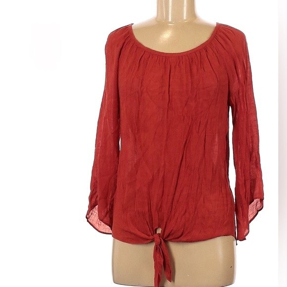 Rust color tie front top size small - Picture 1 of 7